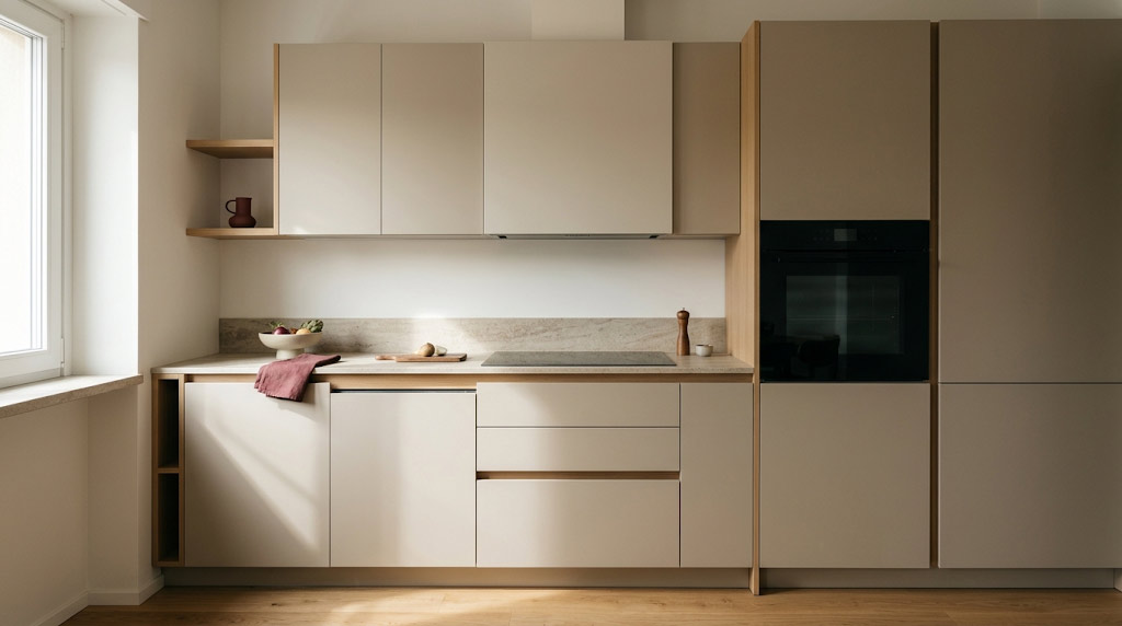 Cucina completa con i quattro elettrodomestici integrati